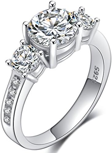 WFF 925 Sterling Silver Wedding Engagement Eternity Cluster Cubic Zircon Ring (6)
