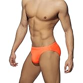 NUJOLI Mens Swim Briefs Sexy Bikini Swimwear Quick Dry Drawstring Retro Swimsuit with Pad