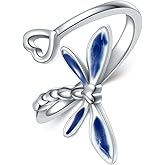 Shusukue Dragonfly Toe Ring for Women 925 Sterling Silver Dragonfly/Butterfly/Cat/Paw Toe Rings Adjustable Open Ring for Women Christmas Jewelry Gift