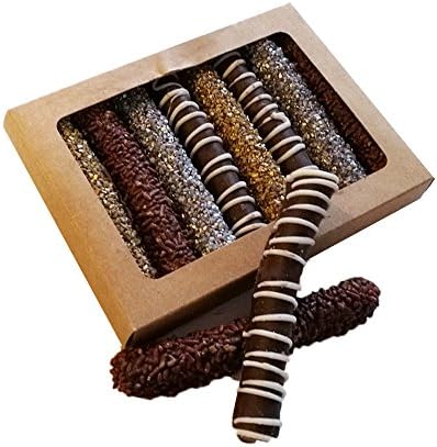 Dark Chocolate Covered Pretzel Mini Rods Chocolate Toppings Brown Box ,8 count