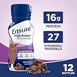 Ensure High Protein Nutrition Shake with 16 Grams of High-Quality Protein Meal Replacement Shakes, Low Fat/Milk Chocolate, 8 Fluid Ounce (Pack of 12)
