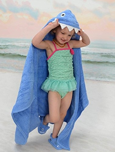 Yikes Twins Child Hooded Towel - Blue Shark