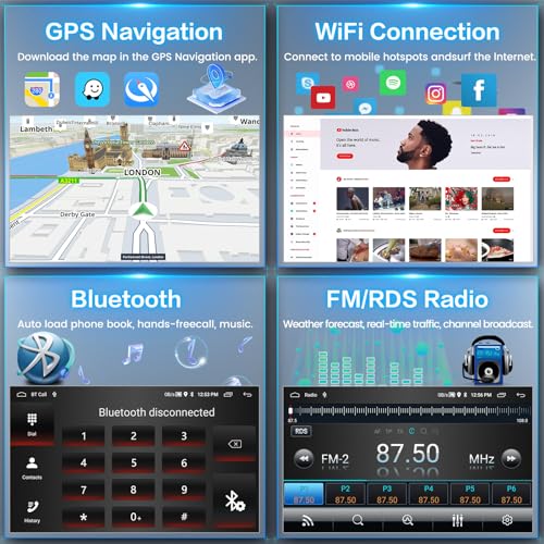 Inefala 2G+64G for Fiat 500L 2013-2017 Android 15 Car Radio with Wireless Carplay and Android Car, Bluetooth Car Stereo with 7 Inch HD Touchscreen with WiFi GPS FM/RDS MIC + Rear Camera