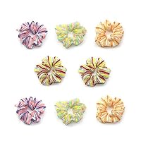 Creative ingenuity 8Pcs Fashion Striped Organza Hair Scrunchies 4 Colors Elastic Hair Ties Women and Girl Bun Horsetail Hair Colorful Accessories