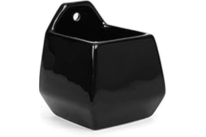 Milltown Merchants Succulent Wall Planter - Wall Vase - Black Ceramic Wall Mounted Planter - Succulent Plant Pot - Hanging Vase for Living Wall (1 Pack/Contemporary/Black)