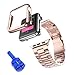 Creazy Stainless Steel Strap Watch Band+Adapter+Case Cover for Apple Watch 38mm (Rose Gold)