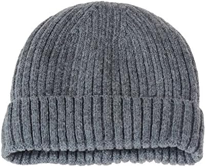 Timo Lee-Winter Slouchy Knit Hat Wool Beanie Fleece Lined Stretchy Ski Skull Cap Grey