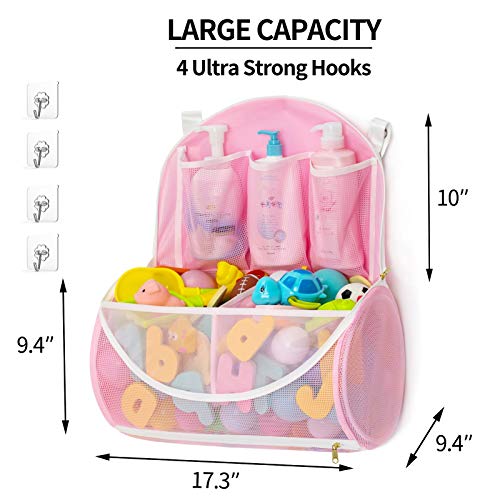 Mesh Bath Toy Organizer with YKK Zipper, Bathtub Toy Laundry Bag