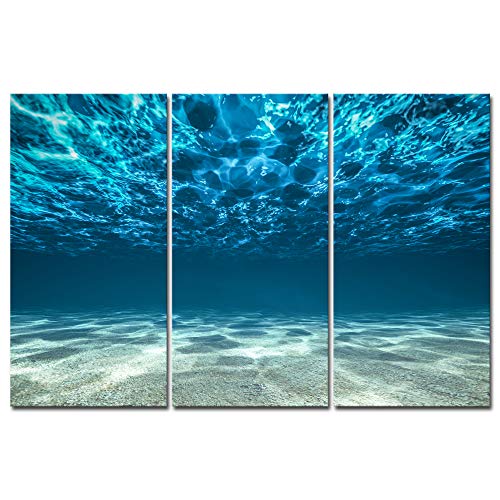 Wieco Art Blue Ocean Bottom Large Canvas Wall Art for Living Room Beach ...