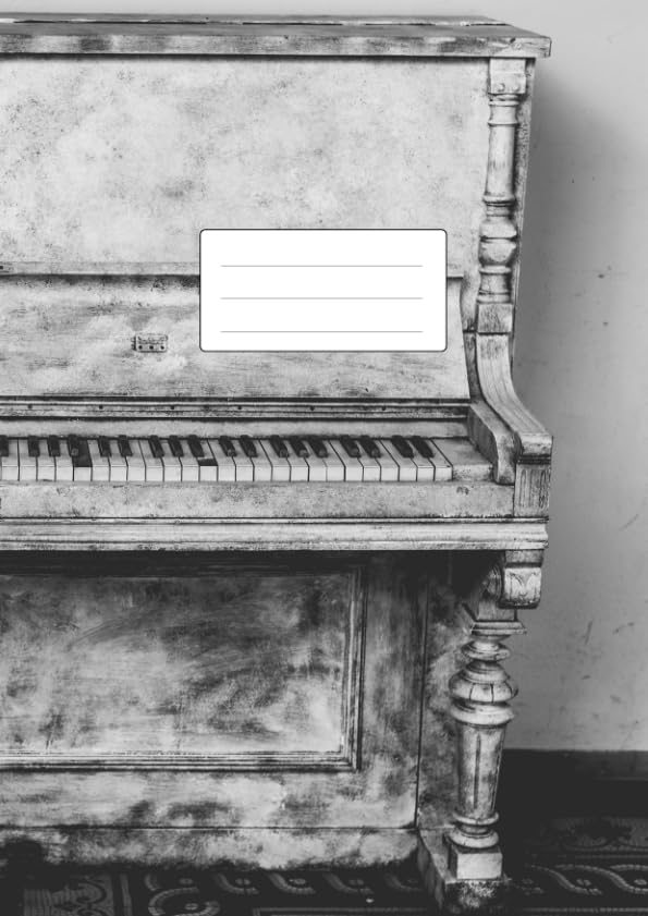 NOTENHEFT DIN A4 BLANKO - Klavier Motiv: 110 Seiten | 55 Blatt | Musik Unterricht Komposition | Schule + Studium | 12 Systeme mit Seitenzahlen
