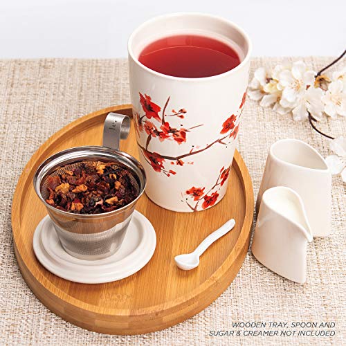 Tea Forte Kati Cup Cherry Blossoms, Ceramic Tea Infuser Cup With