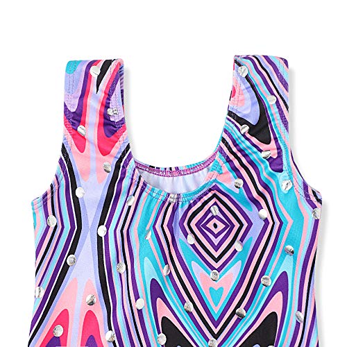 Gymnastics Long Sleeve Leotards for Girls Dance Ballet Sparkle Ribbons Dancewear (150(9-10Y), Sleeveless Purple) - Thumbnail 3