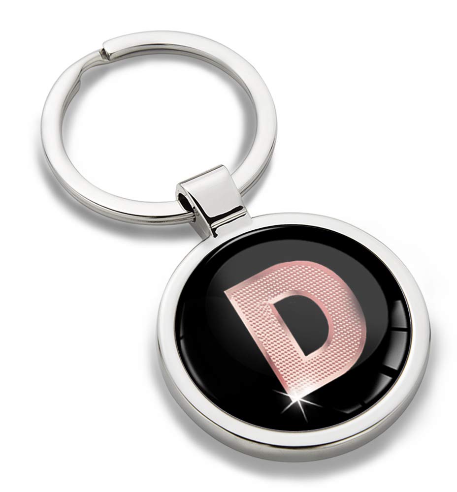 Biomar Labs Letter Keychain Alphabet Initial Keyring 3D Metal Stainless Steel Personalised Initials Charm for Car and Keys Available in Silver Rose Gold or Gold (D in Rose Gold KK 30)