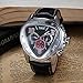 Men's Automatic Mechanical Triangle Dial Leather Band Wrist Watch - Black