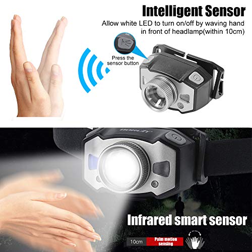 Stirnlampe LED Wiederaufladbar USB Kopflampe Stirnlampe Zoombar Wasserdicht Verstellbar Mini Stirnlampen mit Rotlicht… – Bild 5