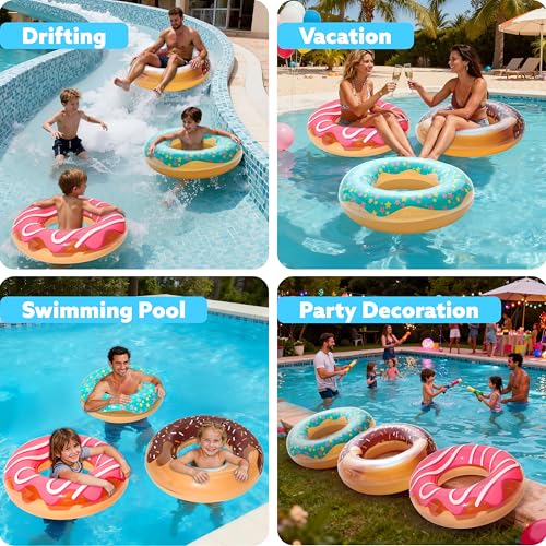 JOYIN 32.5"/82.5cm Inflatable Swimming Pool Float with Glitter (3 Pieces), Tube Float for Pool, Kids, Adults, Beach, Outdoor Party Supplies