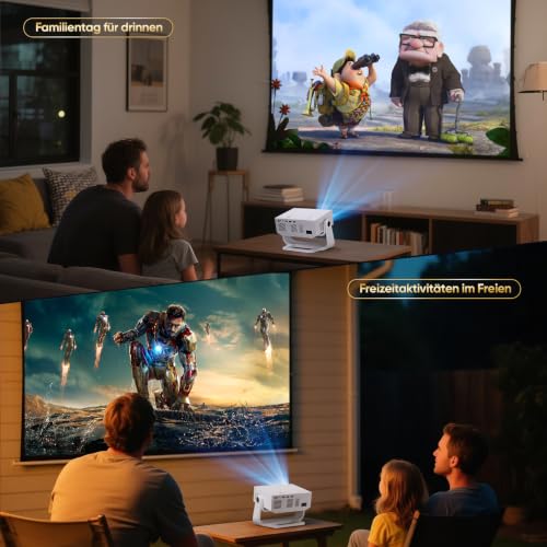 Wielio Upgrade Smart Projector, Integrated App, Supports 4K, WiFi & BT Project, 120° Adjustable Stand, Vertical Keystone Correction and Electronic Focus Home Cinema Projector for Mobile Phone/PC