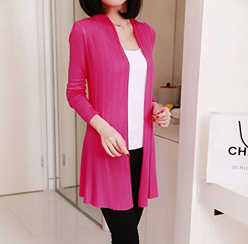 Shawhuaa Womens knitted Slim Fit Open Front Cardigan Sweater Shawl Rosy