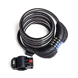 T-TOPER 6.6ft Bright LED Bike Cable Lock with Self Coiling Resettable Digit Combination