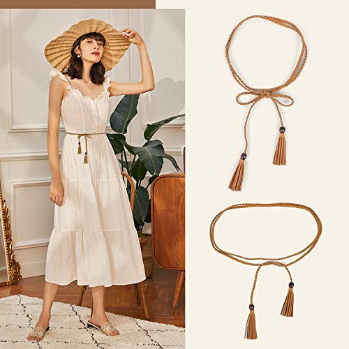 WERFORU Frauen dünne Quaste geflochtene Taille Gürtel, dünne gewebte Gürtel Taille Band für Rock Kleid