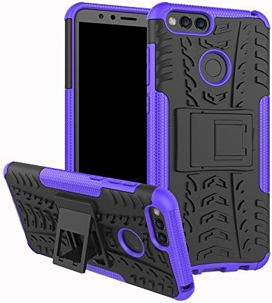 Honor 7X Case, Huawei Mate SE Case, MCUK Heavy Duty Shockproof Hybrid Soft Silicone &amp; Hard Back Cover Bumper with Kickstand Feature Anti-Slip for Huawei Honor 7X (Huawei Mate SE) (Black+Purple)