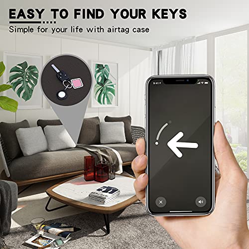 4 Pack Cases for Airtag 2021: Silicone Secure Holder Case with Keychain for AirTag Finder, Waterproof Anti-Scratch Anti-Lost Protective Cover for Airtag (Black/ White/ Blue/ Red)