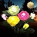 MMHF Outdoor Solar Garden Stake Lights,Upgraded LED Solar Powered Light with 6 Rose Flowers, 3 Pack Colorful Waterproof Solar Decorative Lights for Garden, Patio, Backyard (White＆Pink＆Yellow)