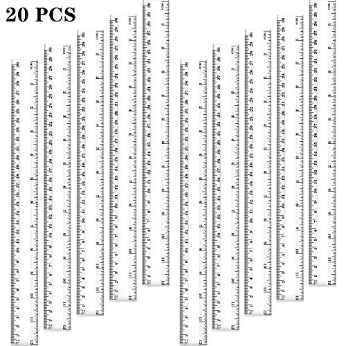 Chuangdi 20 Pieces 12 Inch Plastic Rulers, Straight Ruler Office Rulers School Rulers (Clear) - Thumbnail 7