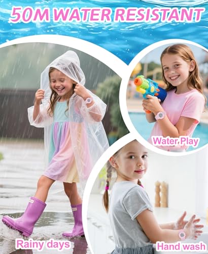 SOCICO Kids Digital Watches for Girls Boys, 5ATM Waterproof, 7 Color Lights Waterproof Watches for Kid with Alarm Stopwatch, Soft Band Wrist Watch Christmas Gifts for Kids Ages 5-12