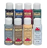 Apple Barrel 17854 Non-Toxic Multi-Purpose Acrylic Paint Set, 2 oz. Bottle, Assorted Color, 2" Height, 6.25" Width, 11.25" Length (Pack of 8)