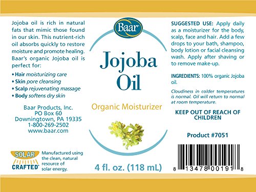 Organic Jojoba Oil, 4 fluid ounce