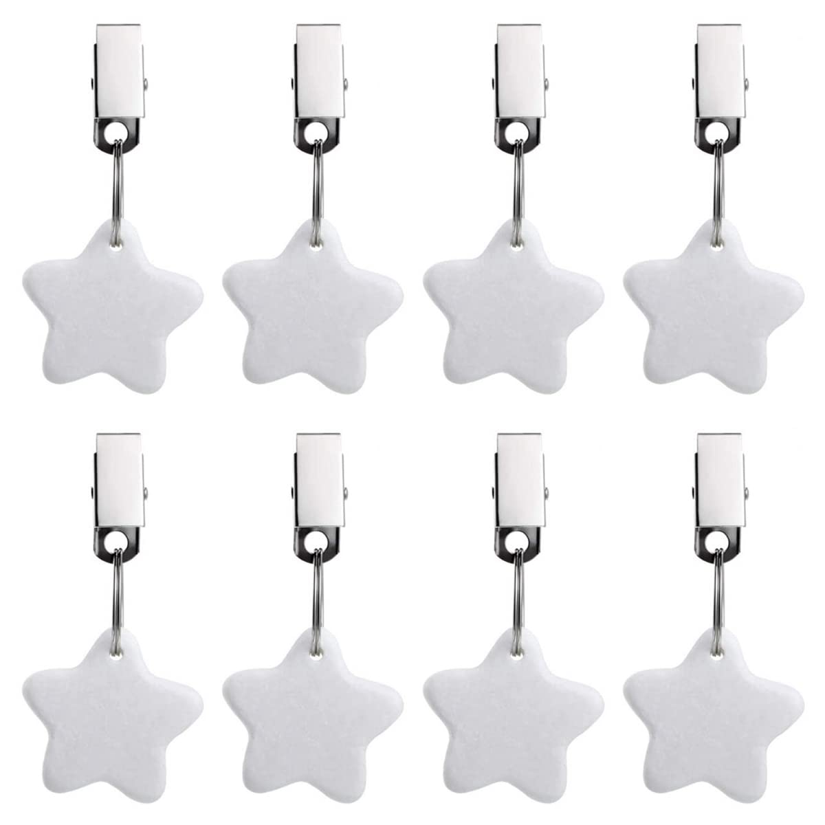 WANGCL 8PCS Tablecloth Weights Clips,Tablecloth Weights Tablecloth Pendant With Stainless Steel Clip For Outdoor Family Dinner Garden Party Wedding Camping Picnic-Star Shape White