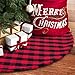 EDLDECCO 48 Inches Christmas Tree Skirt Red and Black Plaid Buffalo Check Double Layers Handicraft Xmas Decoration Holiday Ornaments