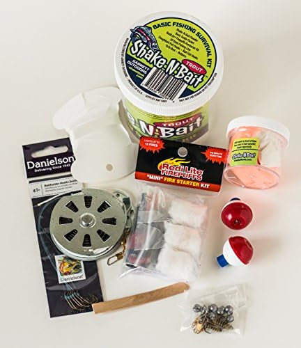 Shake N Bait Emergency Basic Fishing Survival Kit &amp; Fire Starter - Shelf Stable Power Bait for Trout