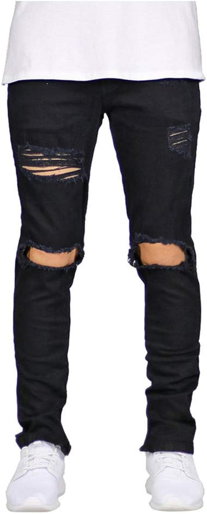 biker jeans with zippers and rips