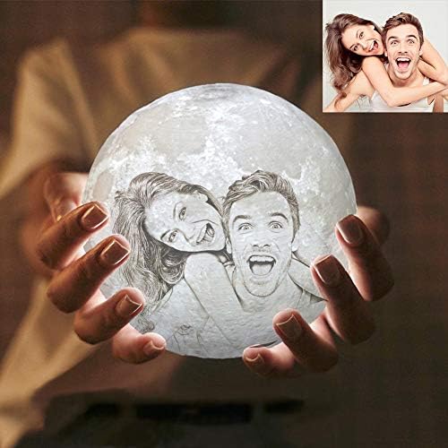 3D Moon Lamp-Custom Photo Moon Lamp USB Rechargeable Glowing Moon Lamp Night Light,Warm White& Cool White