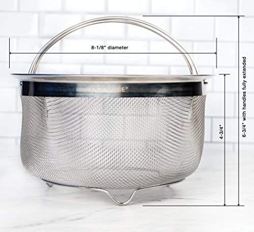 RSVP-International-M8-FH-Mesh-Colander-Strainer-Basket-with-Folding-Handles-3-Quarts-For-Pasta-Frying-Salads-Dishwasher-Safe-Use-in-Pressure-Cookers-Steaming-Draining-Rinsing