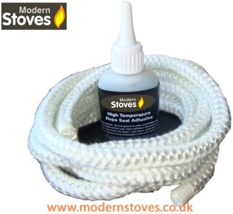 White replacement Stove Rope 12mm x 3m meters of stove rope and advanced formula high temperature glue STOVE REPAIR KIT