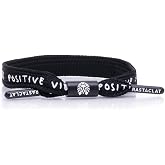 Rastaclat Motivational Bracelet for Men and Women - Positive Vibes Black Bracelet | Adjustable Stackable Single Lace Bracelet Made by Hand (Small/Medium)