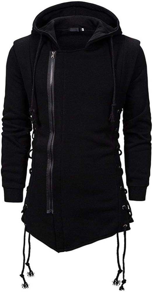 CNSTORE Men's Fashion Hoodie Assassins Creed Side Lace Up Fleece Gothic