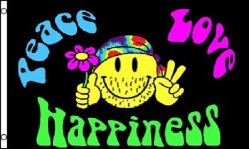 Peace Love and Happiness Flag Hippie Party Banner Sign Pennant New 3×5