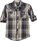 Gioberti Boys Long Sleeve Roll Up Plaid Checked Shirt