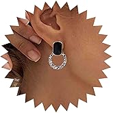 Vintage Onyx Square Stud Earrings Crystal Circle Dangle Earrings Cz Paved Halo Circle Earrings Geometric Black Crystal Square Earrings Jewelry for Women