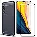 MYLBOO Case Compatible wlth [3 in 1] Xiaomi Mi 9 Lite Case and Screen Protector for Xiaomi Mi 9 Lite,Soft Slim Flex TPU Silicone Case + [1 Pack] 9H Tempered Glass for Xiaomi Mi 9 Lite (Navy)