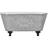 Synovana Vintage Bathtub Shaped Storage Box Galvanized Decorative Bath Tub Organizer Tray with Black Clawfoot Metal Bathtub Container Storage Bathroom Accessories - 9.06"x4.33"x4.33"