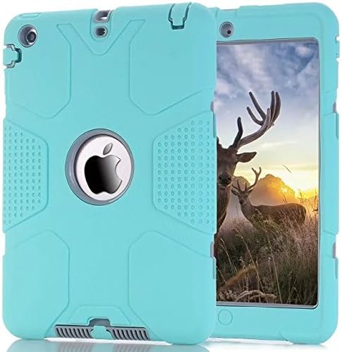 iPad Mini Case, Acheers 2 in1 Hard PC + Silicone Hybrid Heavy Duty Case Cover For Apple iPad Mini 1 2 3 (sky blue+gray)