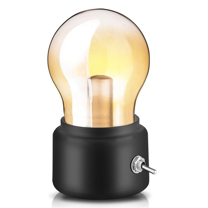 Retro Birne Lampe USB wiederaufladbare LED Nachtlicht Mini Nachttisch Schreibtischlampe Energiesparende 0026 elegante für Sch