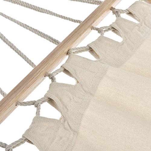 casa.pro Hängematte bis 150 kg Hängeliege für Innen und Außen Stabhängematte Camping Outdoor 200x80cm Creme – Bild 6