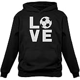 Tstars Love Soccer Hoodie - Sporty Hoodies for Women & Teen Girls - Apparel Gift Idea for Coaches Fans Players