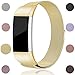 Maledan for Fitbit Charge 2 Bands, Stainless Steel Milanese Loop Metal Replacement Accessories Bracelet Strap with Unique Magnet Lock for Fitbit Charge 2 HR Gold Small